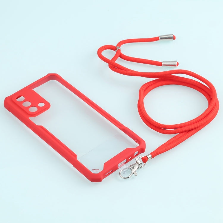 For OPPO A74 4G/F19 Acrylic + Color TPU Shockproof Case with Neck Lanyard