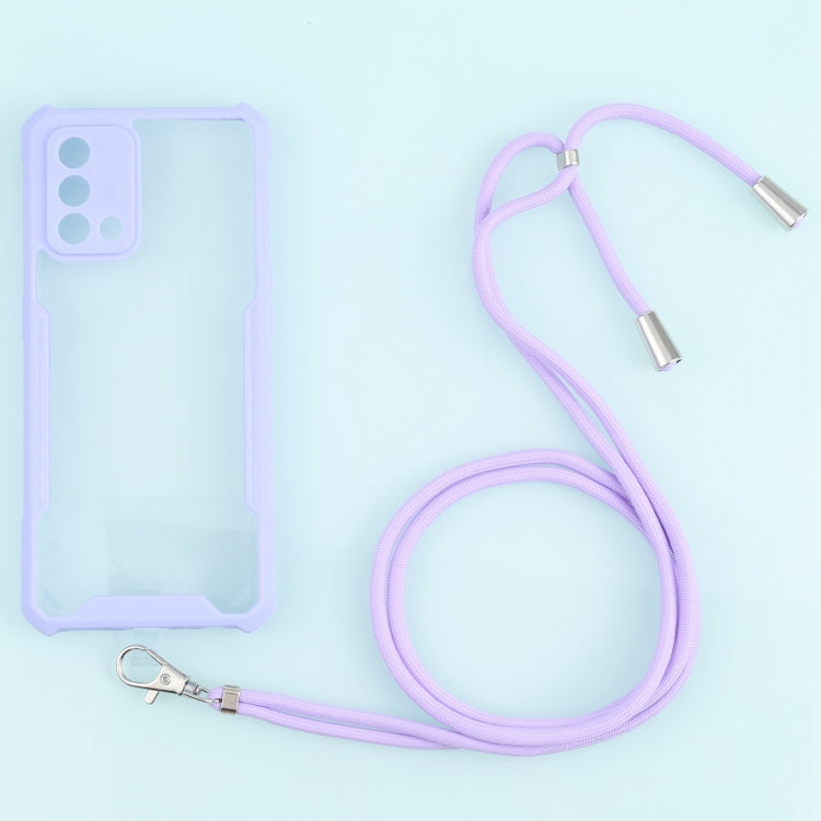 For OPPO A74 4G/F19 Acrylic + Color TPU Shockproof Case with Neck Lanyard