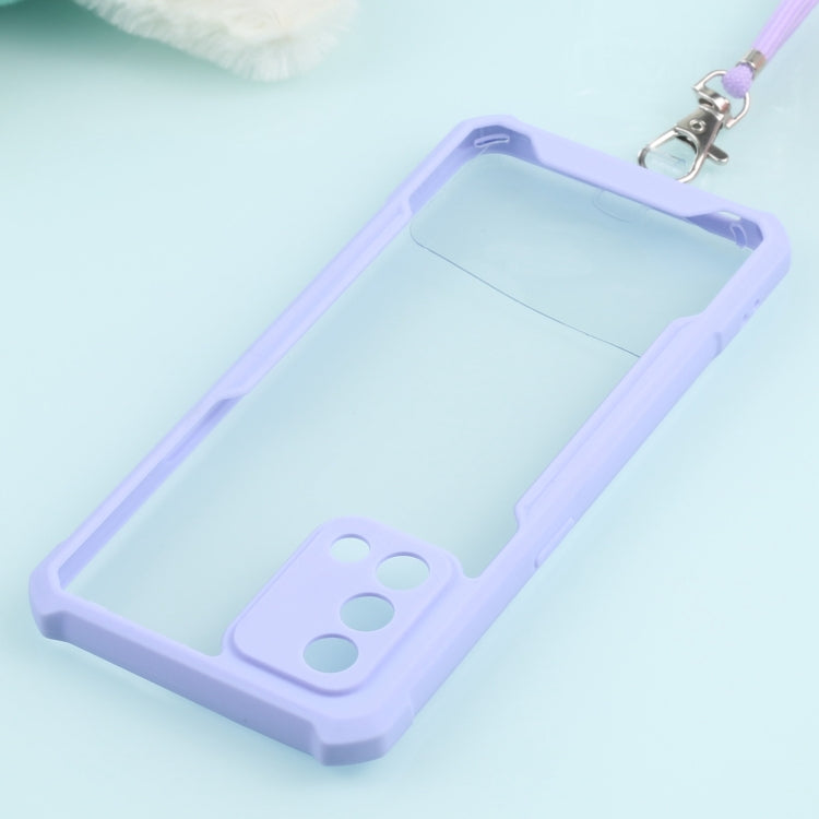 For OPPO A74 4G/F19 Acrylic + Color TPU Shockproof Case with Neck Lanyard