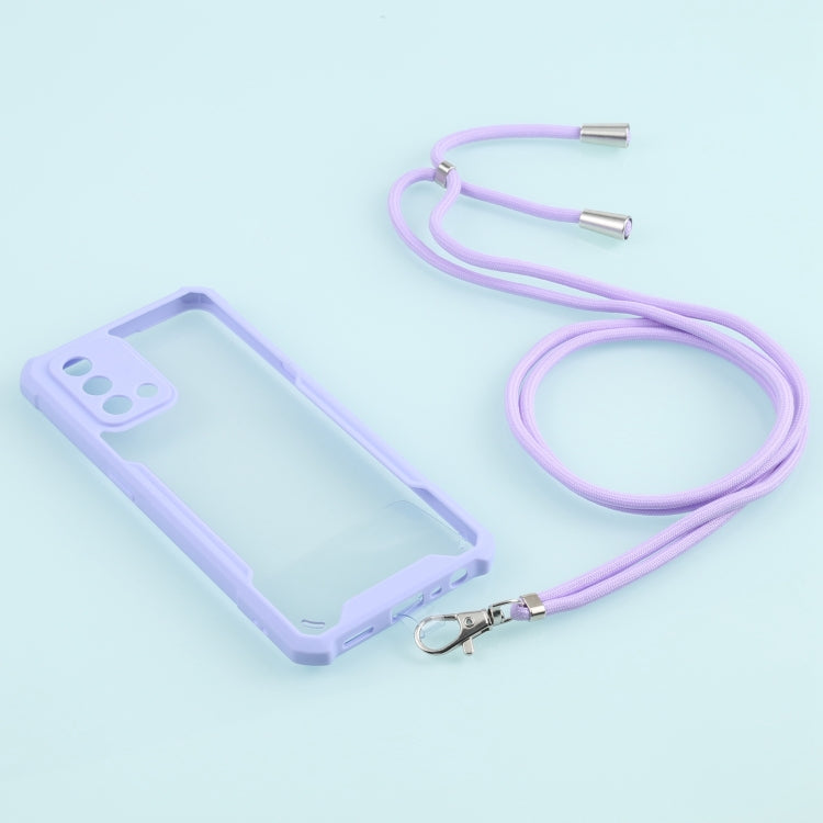 For OPPO A74 4G/F19 Acrylic + Color TPU Shockproof Case with Neck Lanyard