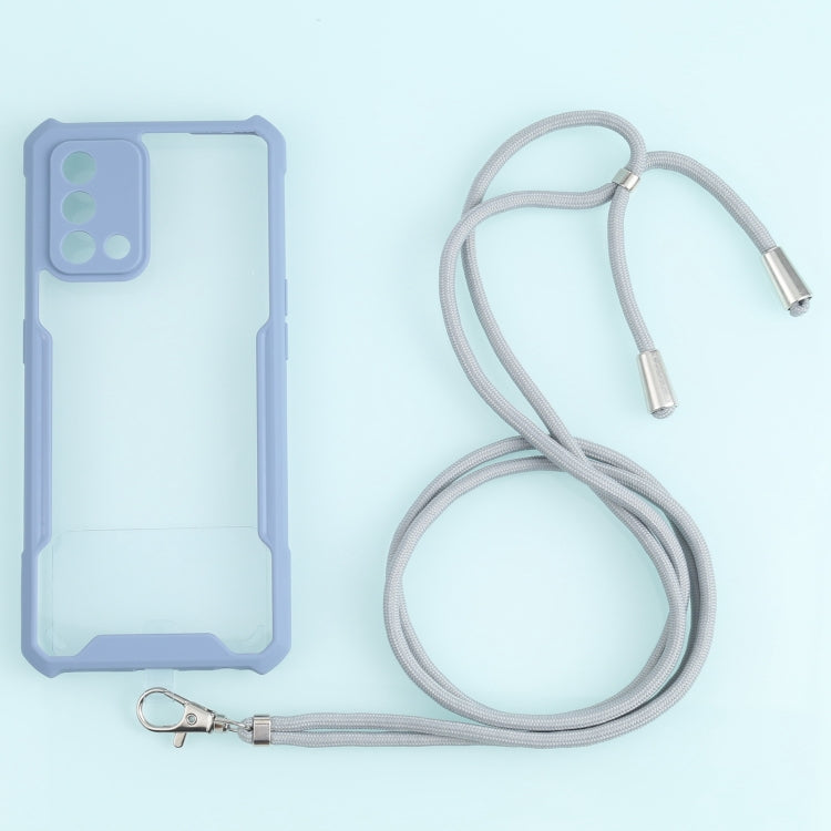 For OPPO A74 4G/F19 Acrylic + Color TPU Shockproof Case with Neck Lanyard