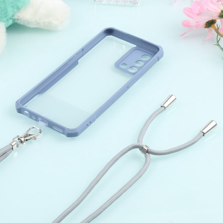 For OPPO A74 4G/F19 Acrylic + Color TPU Shockproof Case with Neck Lanyard