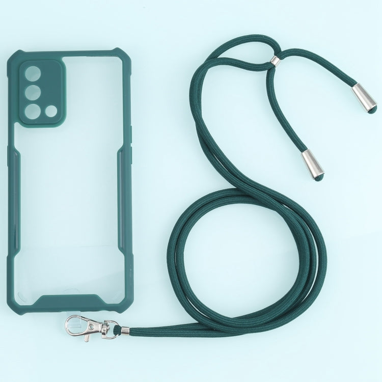 For OPPO A74 4G/F19 Acrylic + Color TPU Shockproof Case with Neck Lanyard