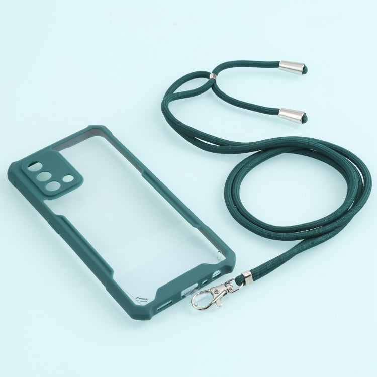 For OPPO A74 4G/F19 Acrylic + Color TPU Shockproof Case with Neck Lanyard