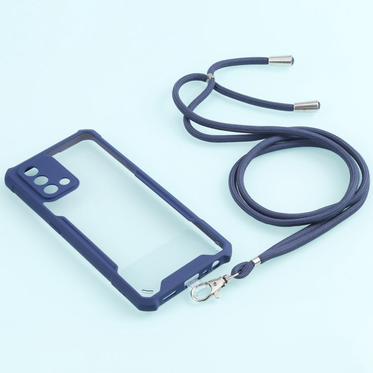 For OPPO A74 4G/F19 Acrylic + Color TPU Shockproof Case with Neck Lanyard