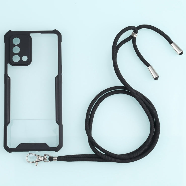 For OPPO A74 4G/F19 Acrylic + Color TPU Shockproof Case with Neck Lanyard