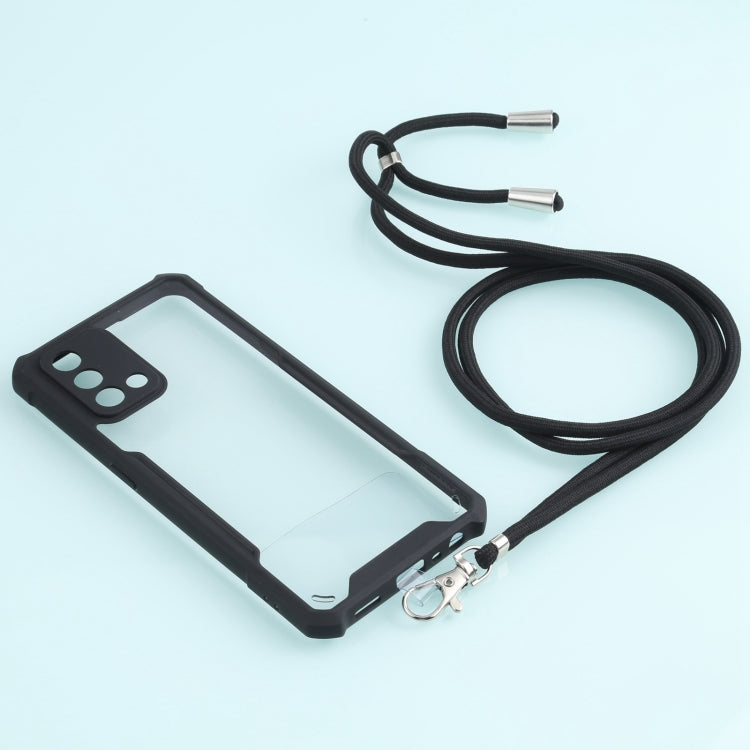 For OPPO A74 4G/F19 Acrylic + Color TPU Shockproof Case with Neck Lanyard