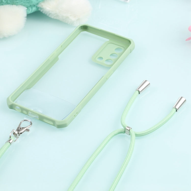 For OPPO A74 4G/F19 Acrylic + Color TPU Shockproof Case with Neck Lanyard