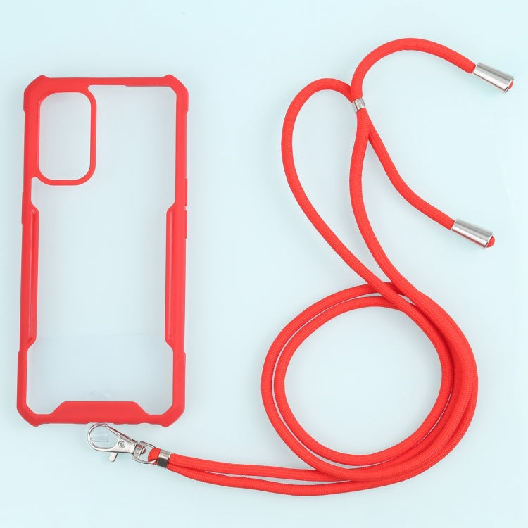 For OPPO Reno5 4G/5G Acrylic + Color TPU Shockproof Case with Neck Lanyard