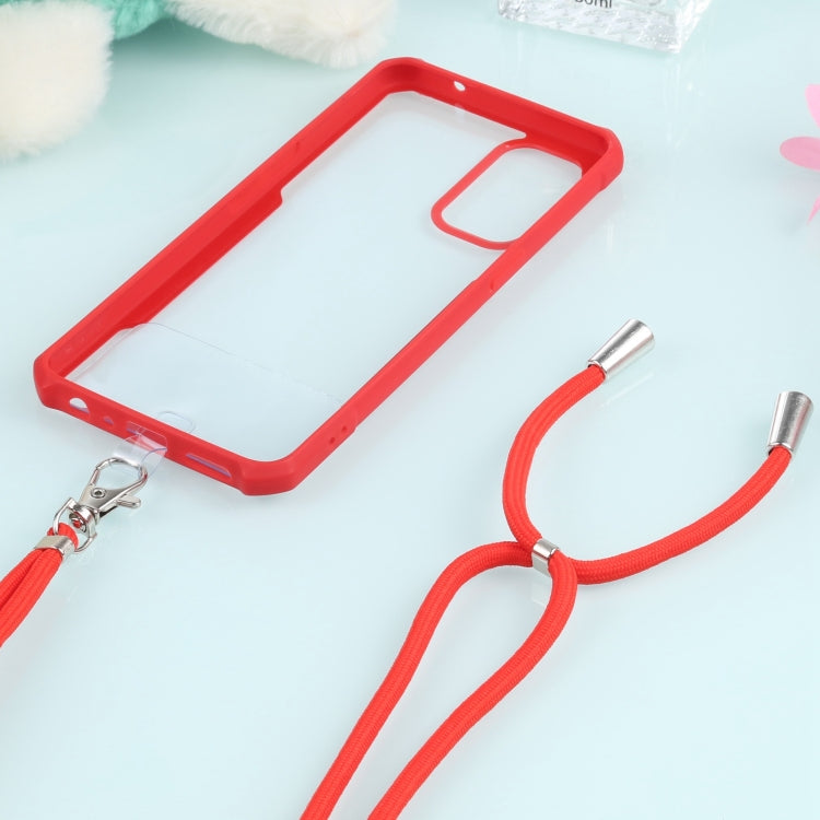 For OPPO Reno5 4G/5G Acrylic + Color TPU Shockproof Case with Neck Lanyard