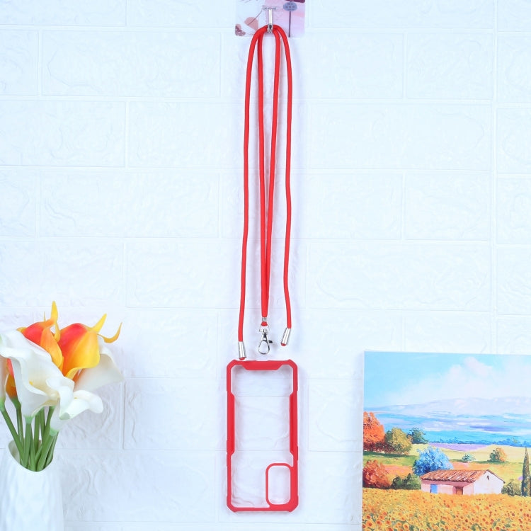 For OPPO Reno5 4G/5G Acrylic + Color TPU Shockproof Case with Neck Lanyard