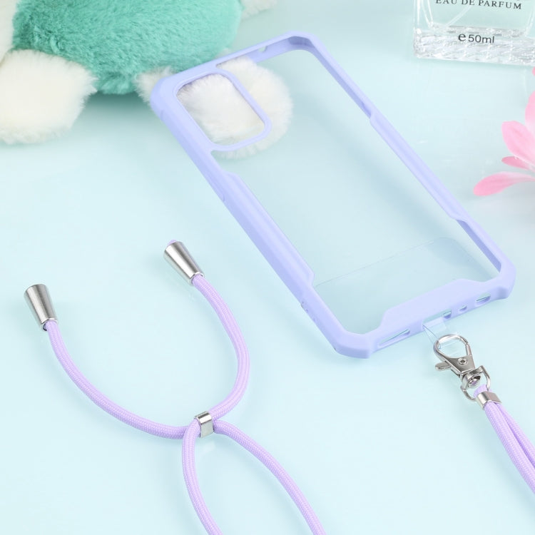 For OPPO Reno5 4G/5G Acrylic + Color TPU Shockproof Case with Neck Lanyard