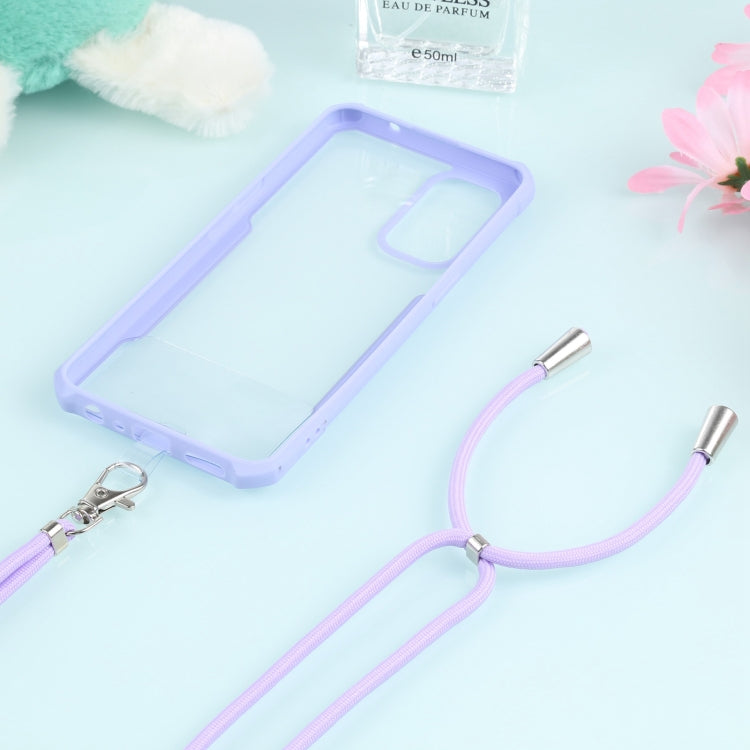 For OPPO Reno5 4G/5G Acrylic + Color TPU Shockproof Case with Neck Lanyard