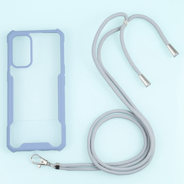 For OPPO Reno5 4G/5G Acrylic + Color TPU Shockproof Case with Neck Lanyard