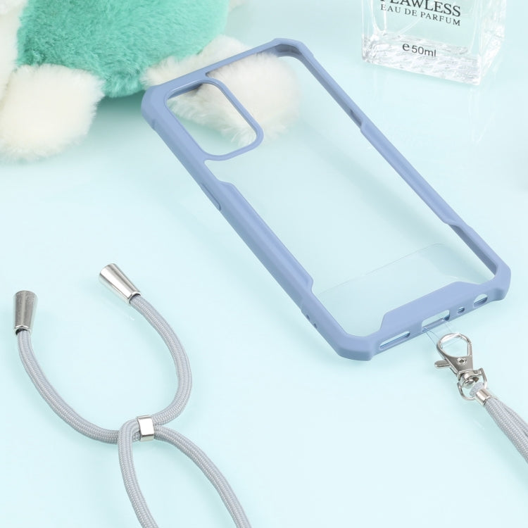 For OPPO Reno5 4G/5G Acrylic + Color TPU Shockproof Case with Neck Lanyard