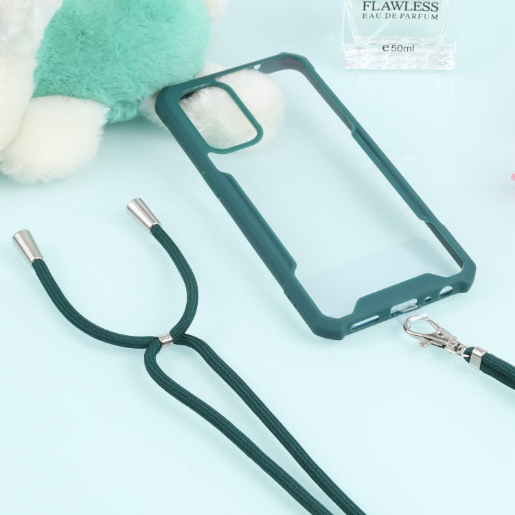 For OPPO Reno5 4G/5G Acrylic + Color TPU Shockproof Case with Neck Lanyard