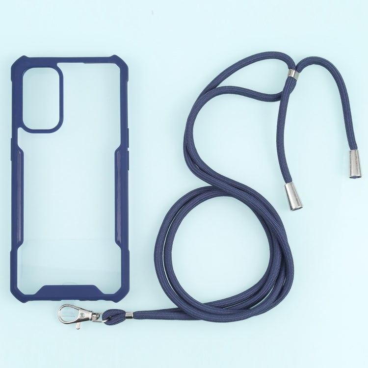 For OPPO Reno5 4G/5G Acrylic + Color TPU Shockproof Case with Neck Lanyard