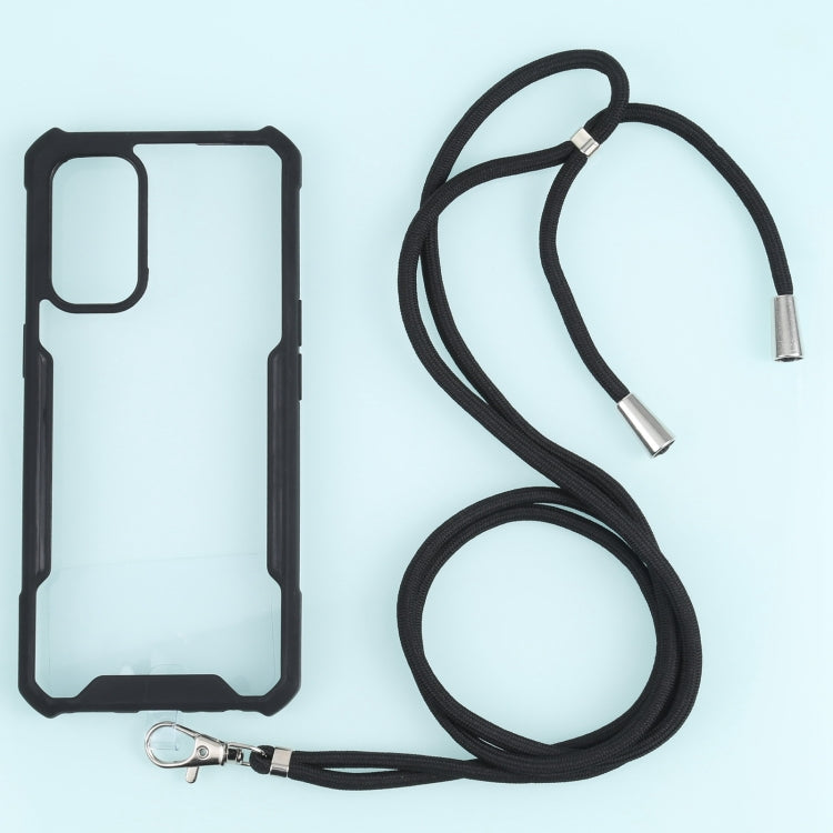 For OPPO Reno5 4G/5G Acrylic + Color TPU Shockproof Case with Neck Lanyard