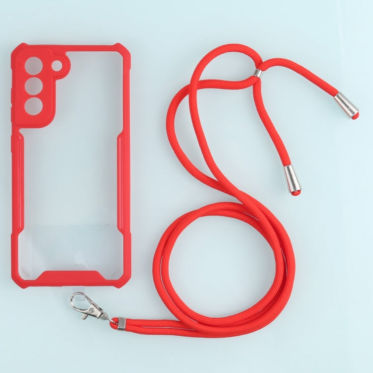 For Samsung Galaxy S21 FE Acrylic + Color TPU Shockproof Case with Neck Lanyard