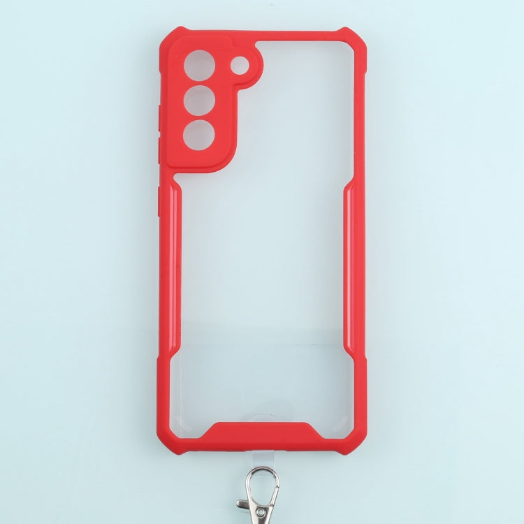 For Samsung Galaxy S21 FE Acrylic + Color TPU Shockproof Case with Neck Lanyard