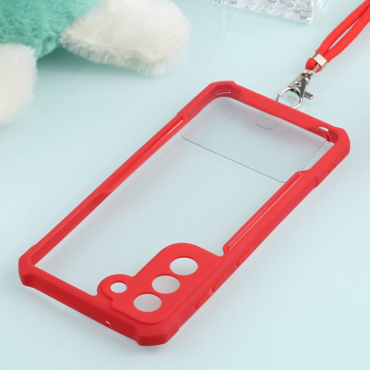 For Samsung Galaxy S21 FE Acrylic + Color TPU Shockproof Case with Neck Lanyard