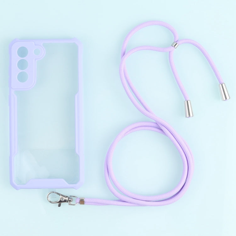 For Samsung Galaxy S21 FE Acrylic + Color TPU Shockproof Case with Neck Lanyard