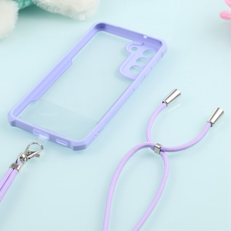 For Samsung Galaxy S21 FE Acrylic + Color TPU Shockproof Case with Neck Lanyard