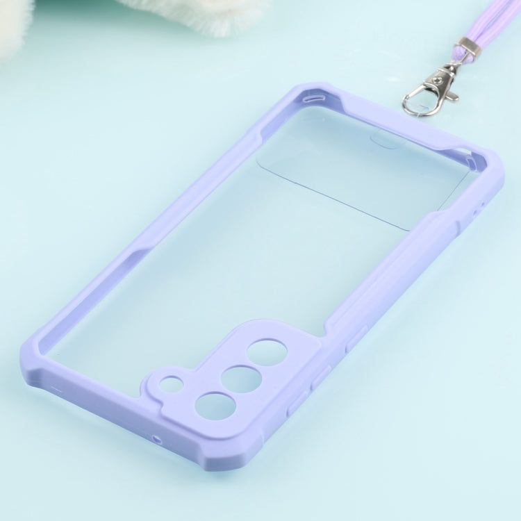 For Samsung Galaxy S21 FE Acrylic + Color TPU Shockproof Case with Neck Lanyard