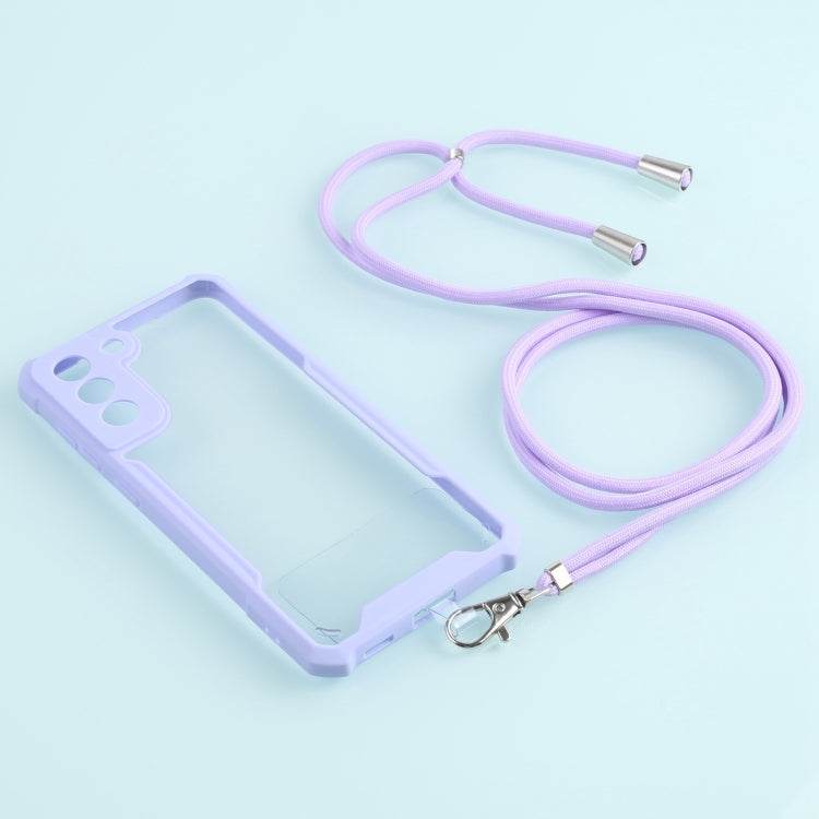For Samsung Galaxy S21 FE Acrylic + Color TPU Shockproof Case with Neck Lanyard