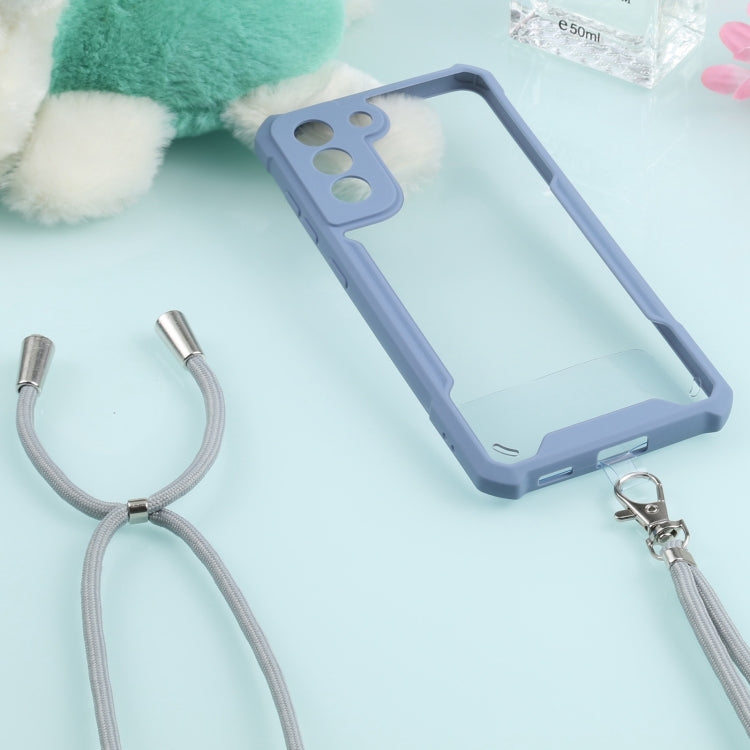 For Samsung Galaxy S21 FE Acrylic + Color TPU Shockproof Case with Neck Lanyard
