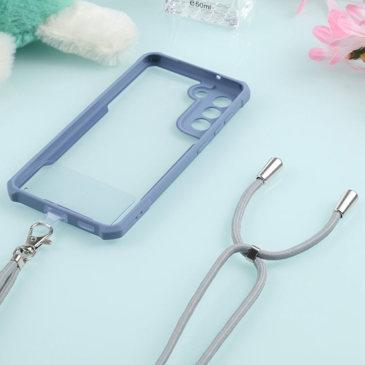 For Samsung Galaxy S21 FE Acrylic + Color TPU Shockproof Case with Neck Lanyard