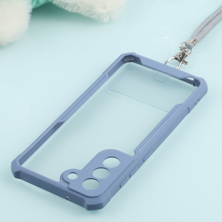 For Samsung Galaxy S21 FE Acrylic + Color TPU Shockproof Case with Neck Lanyard