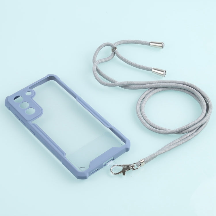 For Samsung Galaxy S21 FE Acrylic + Color TPU Shockproof Case with Neck Lanyard