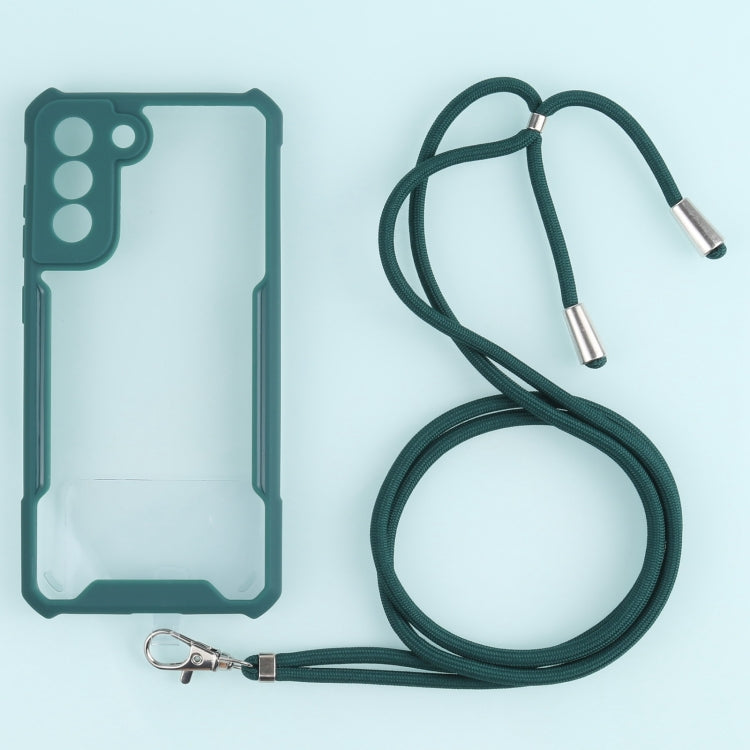 For Samsung Galaxy S21 FE Acrylic + Color TPU Shockproof Case with Neck Lanyard