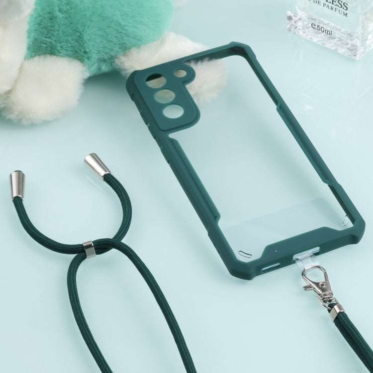 For Samsung Galaxy S21 FE Acrylic + Color TPU Shockproof Case with Neck Lanyard