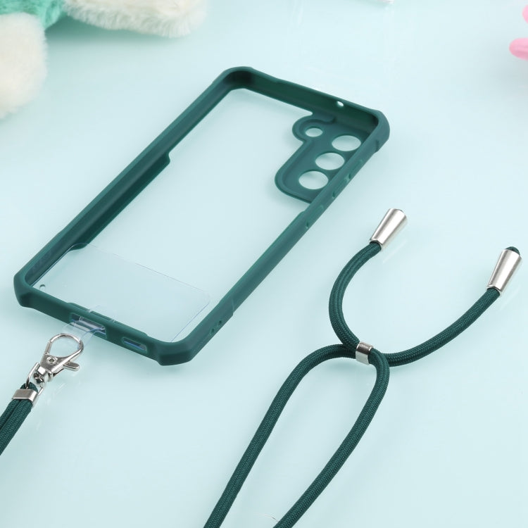 For Samsung Galaxy S21 FE Acrylic + Color TPU Shockproof Case with Neck Lanyard