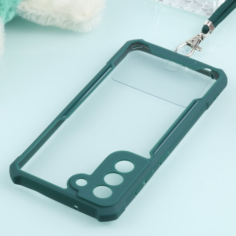 For Samsung Galaxy S21 FE Acrylic + Color TPU Shockproof Case with Neck Lanyard