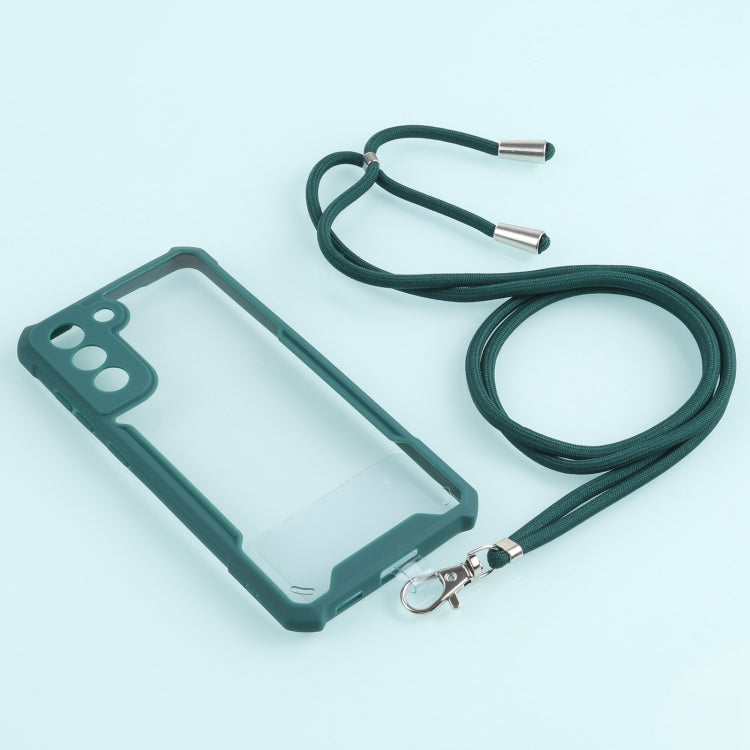 For Samsung Galaxy S21 FE Acrylic + Color TPU Shockproof Case with Neck Lanyard