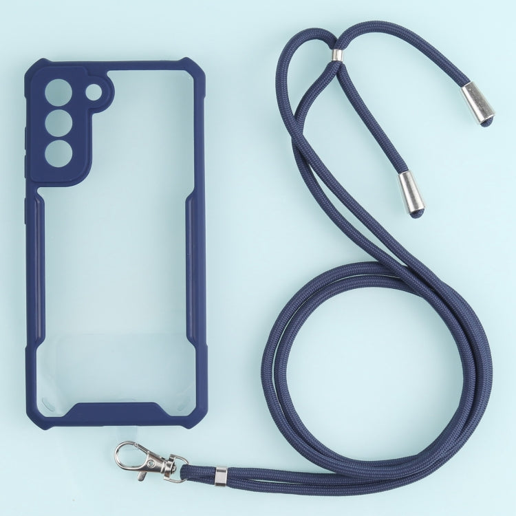 For Samsung Galaxy S21 FE Acrylic + Color TPU Shockproof Case with Neck Lanyard