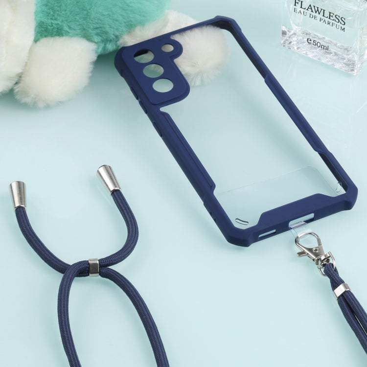 For Samsung Galaxy S21 FE Acrylic + Color TPU Shockproof Case with Neck Lanyard