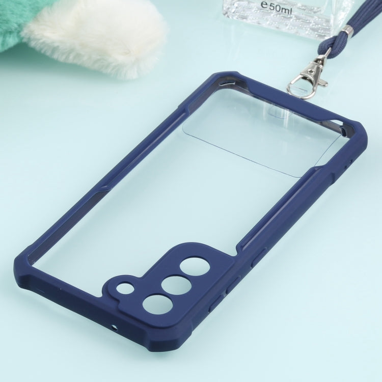For Samsung Galaxy S21 FE Acrylic + Color TPU Shockproof Case with Neck Lanyard