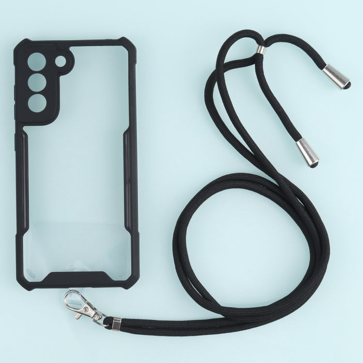 For Samsung Galaxy S21 FE Acrylic + Color TPU Shockproof Case with Neck Lanyard