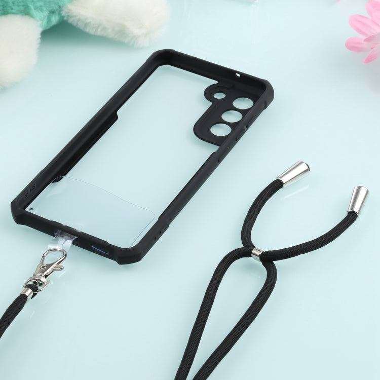 For Samsung Galaxy S21 FE Acrylic + Color TPU Shockproof Case with Neck Lanyard