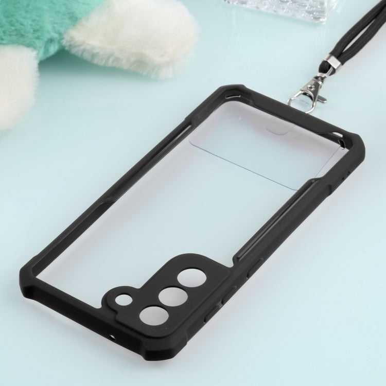 For Samsung Galaxy S21 FE Acrylic + Color TPU Shockproof Case with Neck Lanyard