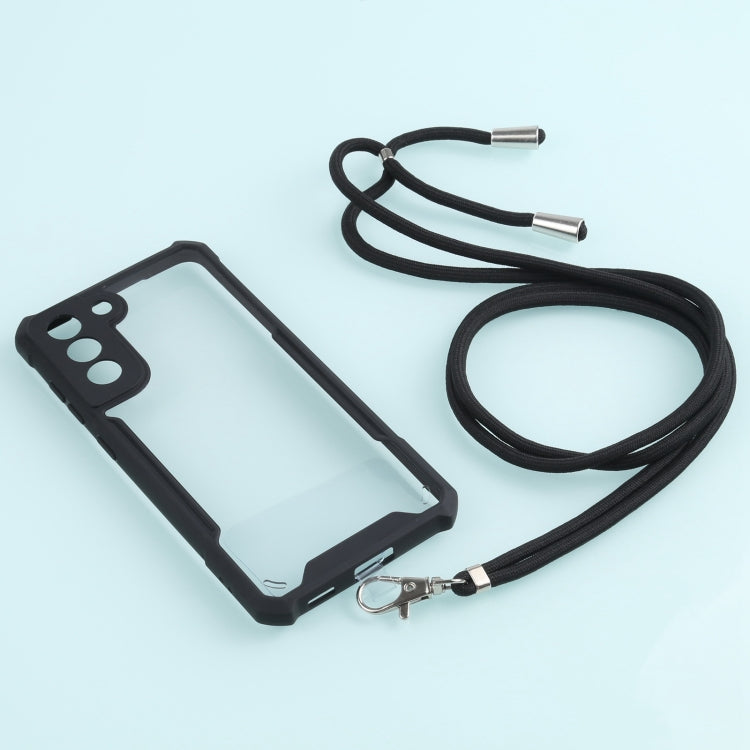 For Samsung Galaxy S21 FE Acrylic + Color TPU Shockproof Case with Neck Lanyard