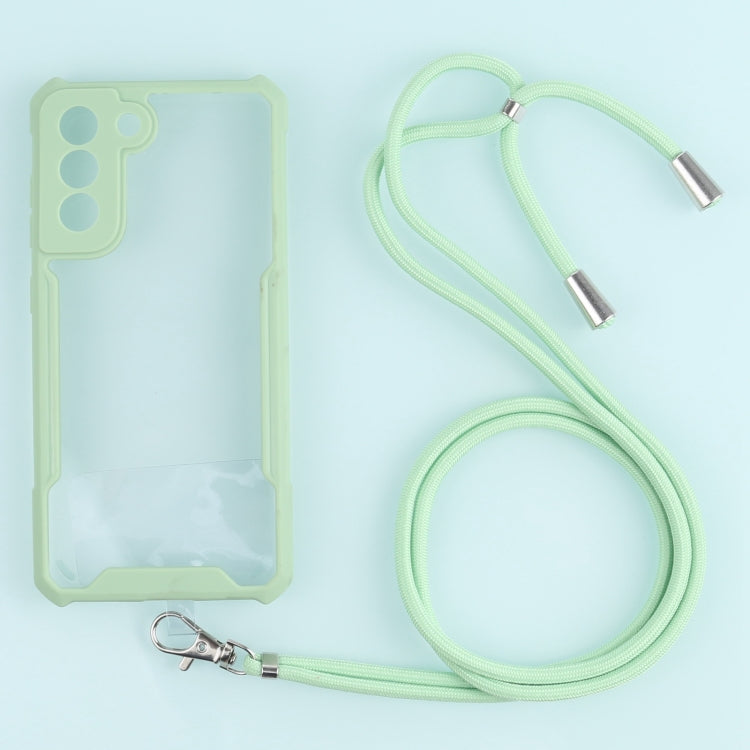 For Samsung Galaxy S21 FE Acrylic + Color TPU Shockproof Case with Neck Lanyard