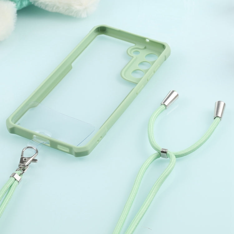 For Samsung Galaxy S21 FE Acrylic + Color TPU Shockproof Case with Neck Lanyard