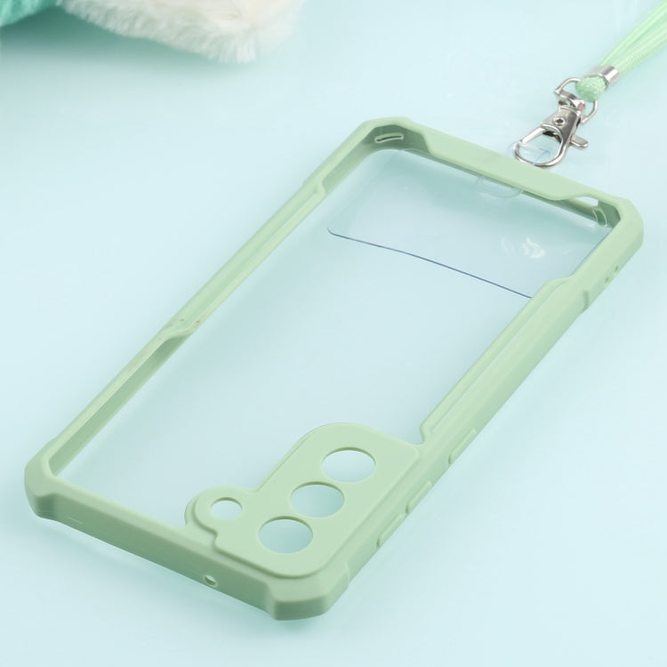 For Samsung Galaxy S21 FE Acrylic + Color TPU Shockproof Case with Neck Lanyard