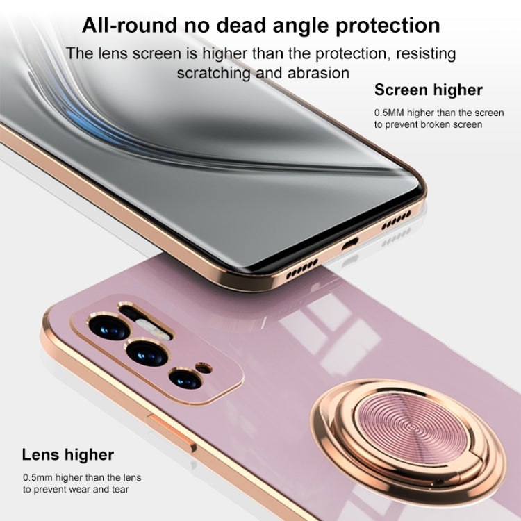 For OPPO Reno6 6D Electroplating Full Coverage Silicone Protective Case with Magnetic Ring Holder
