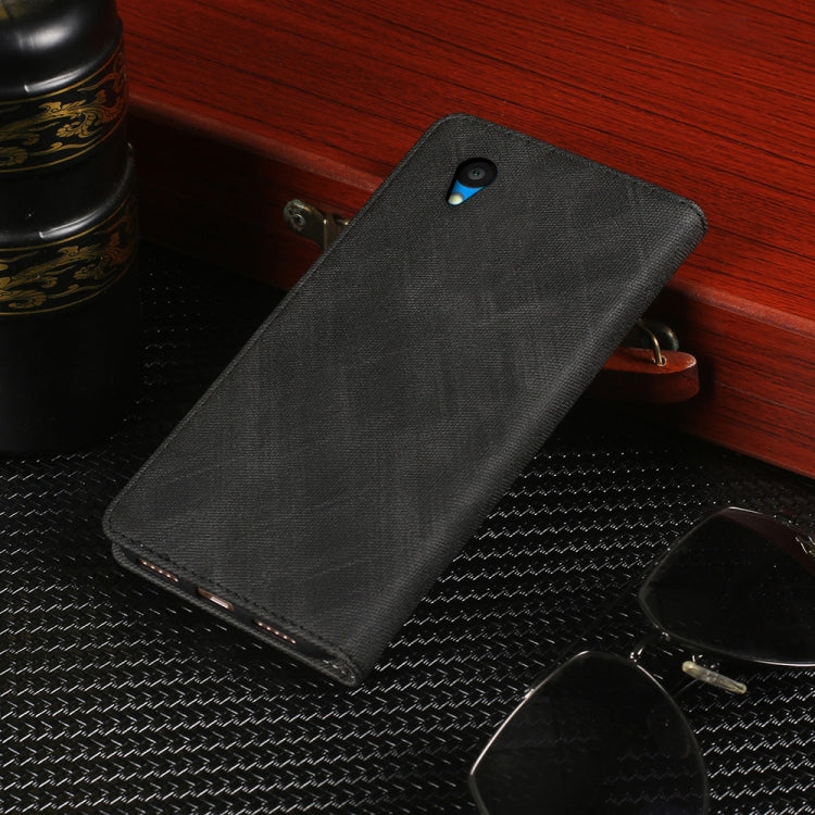 For Alcatel 1 2021 Cloth Texture Retro Horizontal Flip PU Leather Shockproof Case with Holder & Card Slot